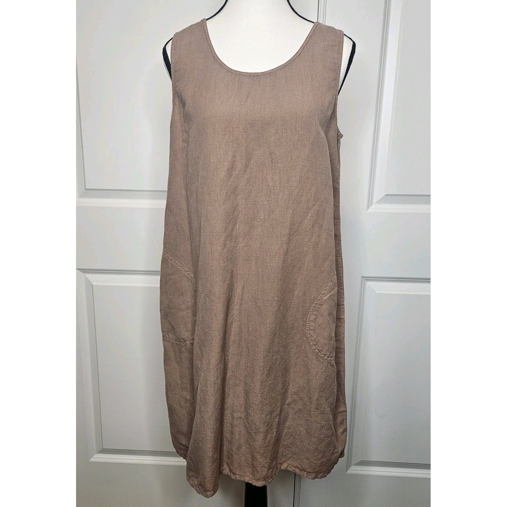 NWT Fresh Produce Linen Cotton Blend Dress Sleeveless Size Large Desert Brown